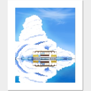 SF Cable Car Reflection Scenery Painting - Calming Anime Landscape Design Posters and Art